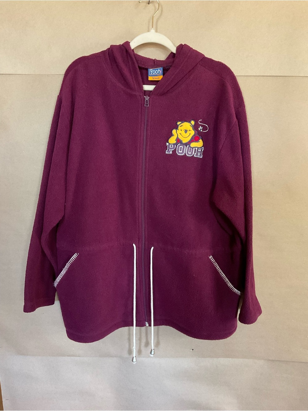 Winnie the Pooh fleece zip up jacket. Hooded. Woman. Purple
